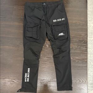 Men's Black Cargo Pants with Pockets Slim fit
